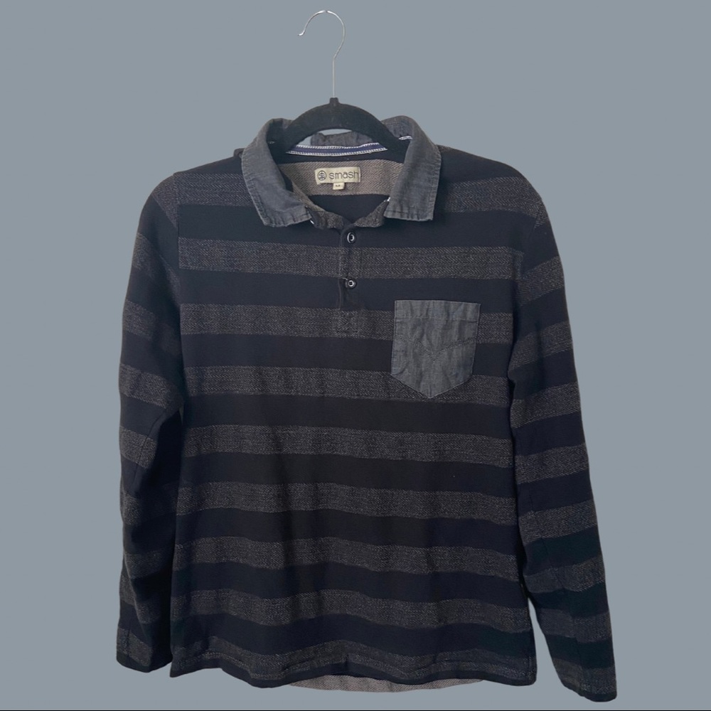 Men’s Navy and Grey Collard Shirt